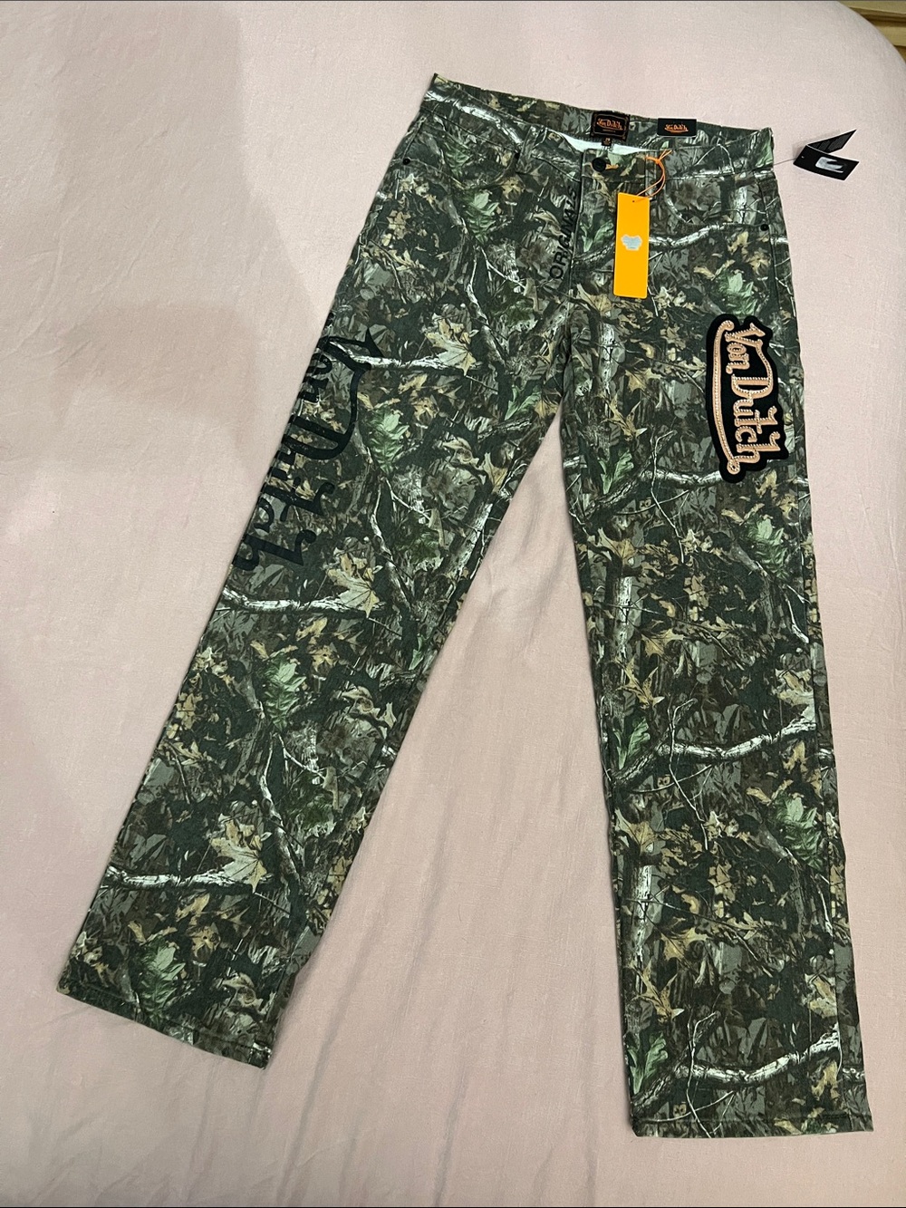 Von Dutch Green & Brown Camouflage Logo Pants